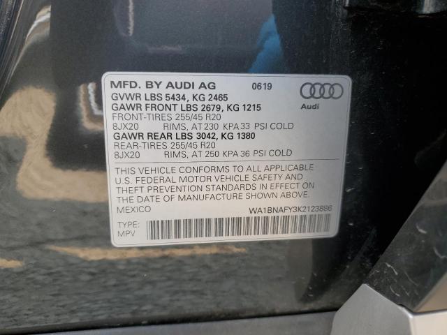 WA1BNAFY3K2123886 Audi Q5 PREMIUM 12