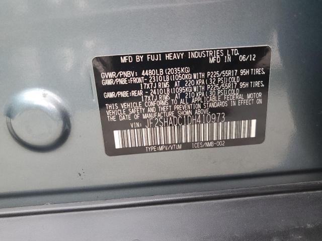 VIN: JF2SHADC1DH410973 Auction: COPART Lot: 64449443 Location: TN - NASHVILLE JF2SHADC1DH410973 SUBARU FORESTER 2013 BLUE Photo 13