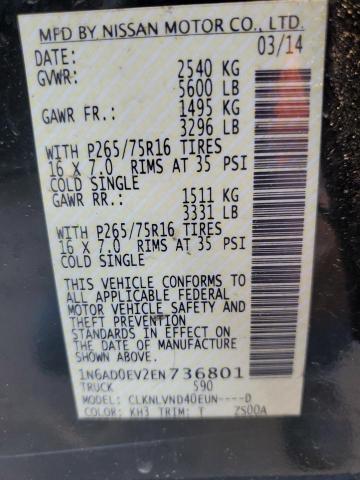 1N6AD0EV2EN736801 Nissan FRONTIER S