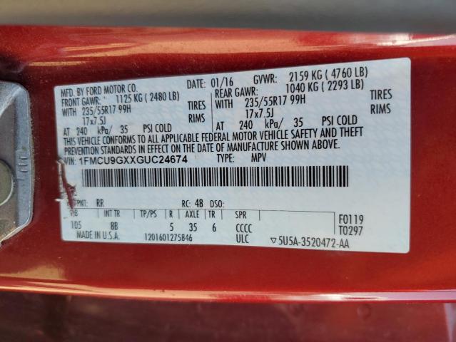 1FMCU9GXXGUC24674 Ford ESCAPE SE