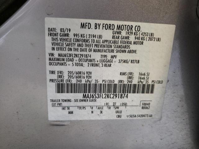 MAJ6S3FL2KC291874 Ford ECOSPORT S