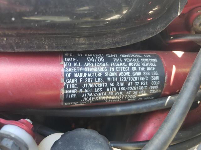2006 KAWASAKI EX650 A6F - JKAEXEA116A011205
