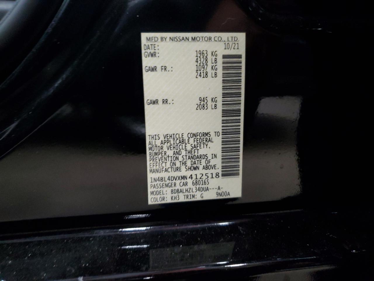 1N4BL4DVXMN412518 NISSAN ALTIMA 2021