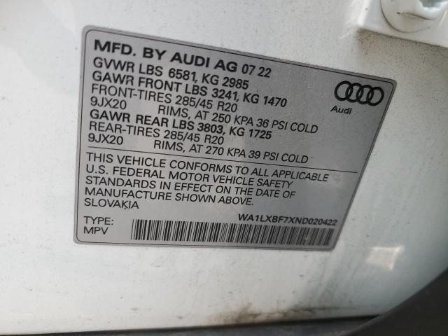 WA1LXBF7XND020422 2022 AUDI Q7, photo no. 13