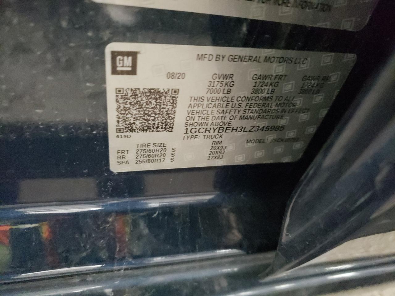 1GCRYBEH3LZ345985 CHEVROLET ALL Models 2020