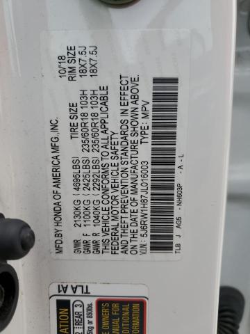 2018 HONDA CR-V EXL - 5J6RW1H87JL016003