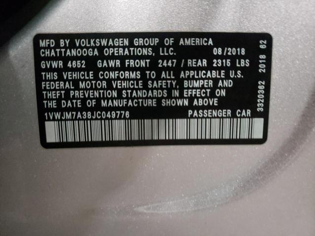 2018 VOLKSWAGEN PASSAT GT - 1VWJM7A38JC049776