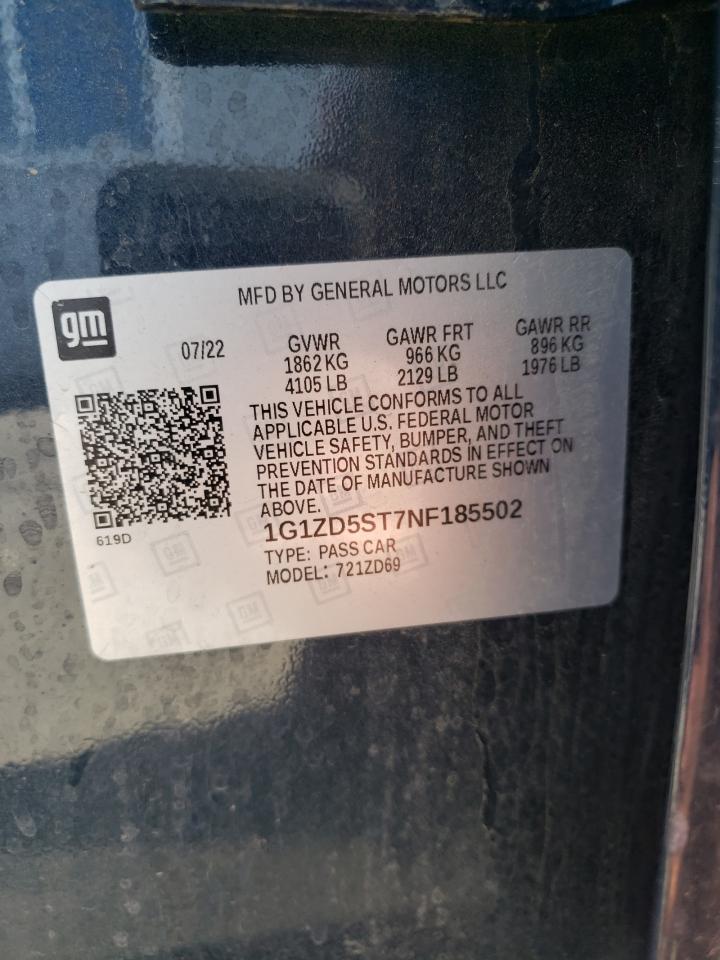 1G1ZD5ST7NF185502 CHEVROLET MALIBU 2022