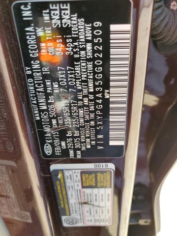 5XYPG4A35GG022509 KIA SORENTO LX