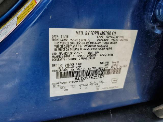 MAJ6S3FL5KC257377 FORD ECOSPORT 2019