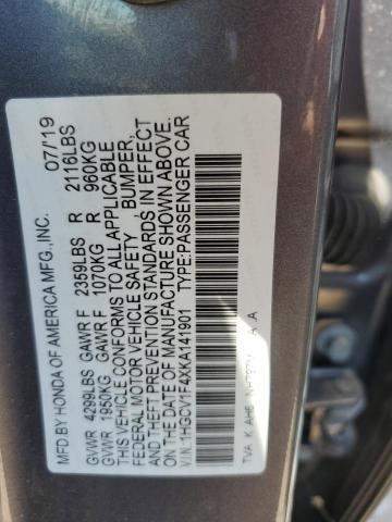 2019 HONDA ACORD EX 1HGCV1F4XKA141901