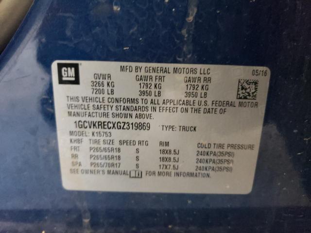 2016 CHEVROLET SILV1500 4 1GCVKRECXGZ319869