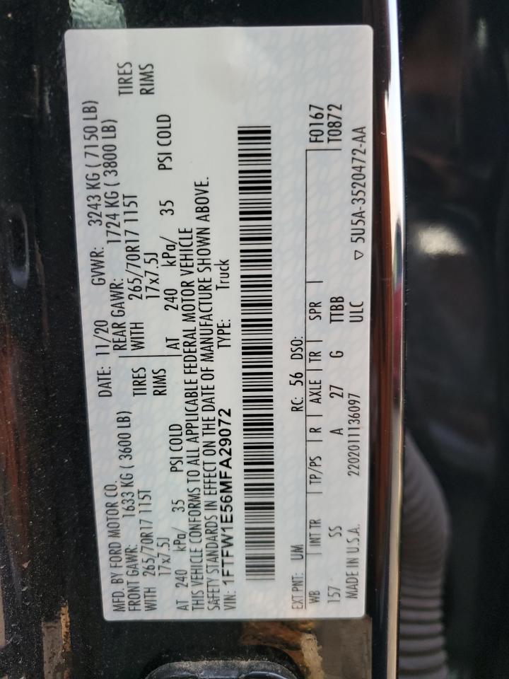 1FTFW1E56MFA29072 FORD F-150 2021