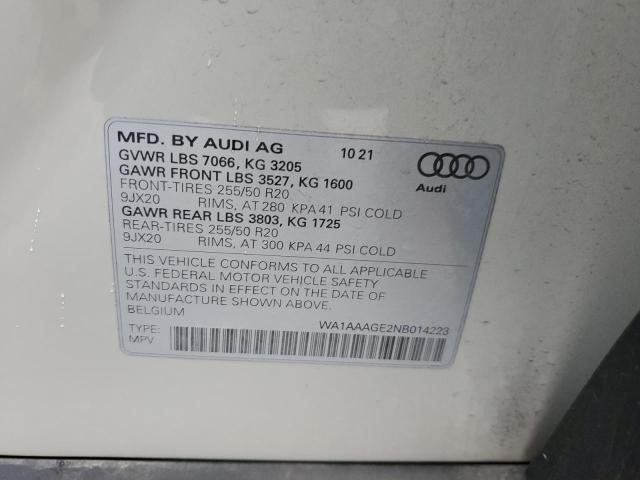 2022 AUDI E-TRON PRE - WA1AAAGE2NB014223