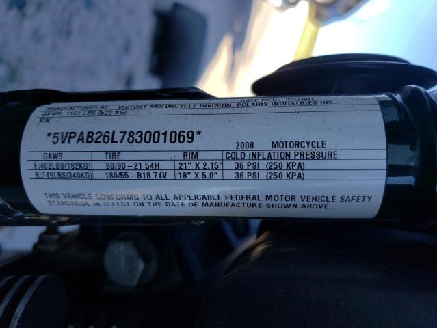 2008 VICTORY MOTORCYCLES VEGAS 8-BA 5VPAB26L783001069