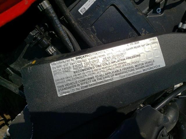 2021 DUCATI STREETFIGH ZDMFAKNW4MB005703