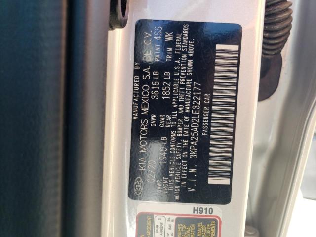 3KPA25AD2LE322177 KIA RIO LX