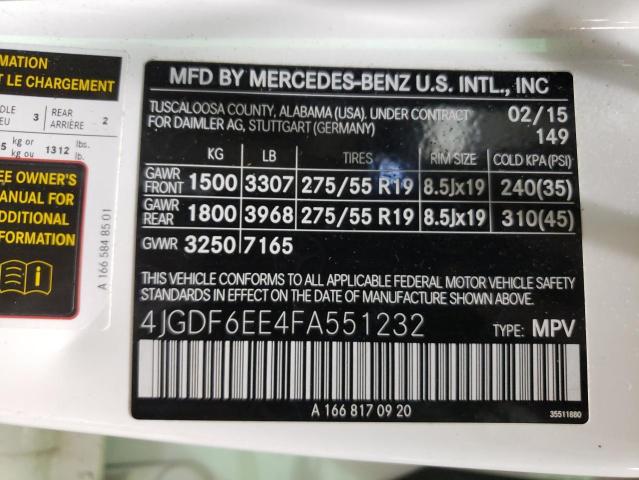 VIN 4JGDF6EE4FA551232 2015 Mercedes-Benz GL-Class, ... no.13