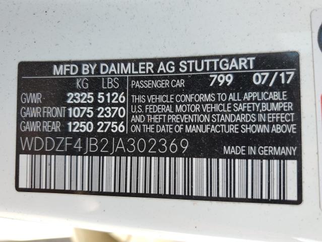 WDDZF4JB2JA302369 Mercedes-Benz E 300