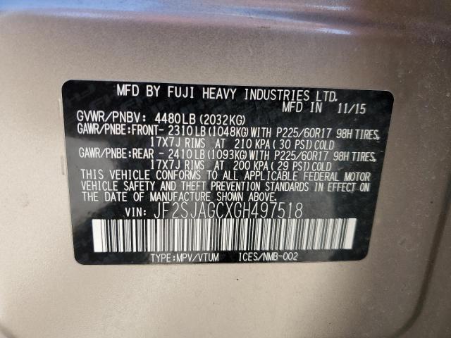 JF2SJAGCXGH497518 Subaru Forester 2.5i Premium