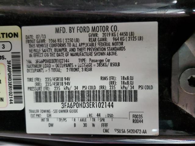 3FA6P0HD3ER102144 Ford FUSION SE