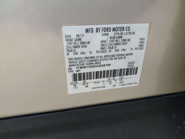 1FM5K7D88HGE08799 Ford EXPLORER XLT
