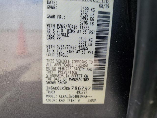 1N6AD0ER3KN786797 Nissan FRONTIER S