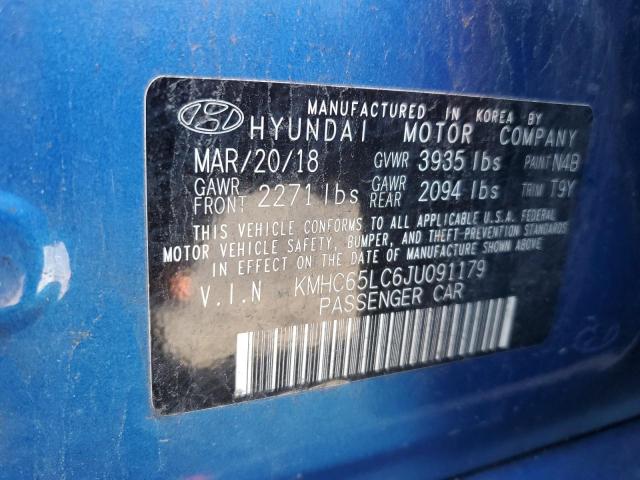 2018 HYUNDAI IONIQ BLUE - KMHC65LC6JU091179