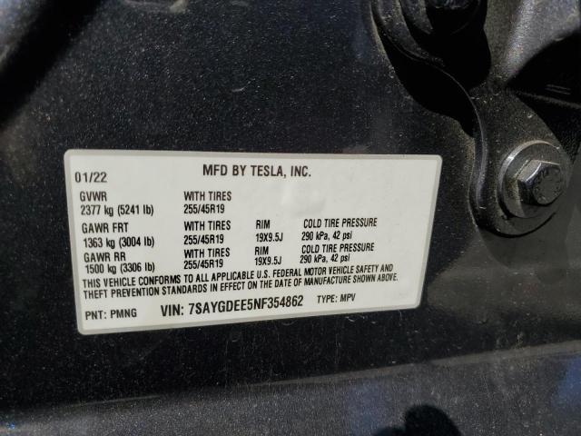 7SAYGDEE5NF354862 Tesla Model Y  10