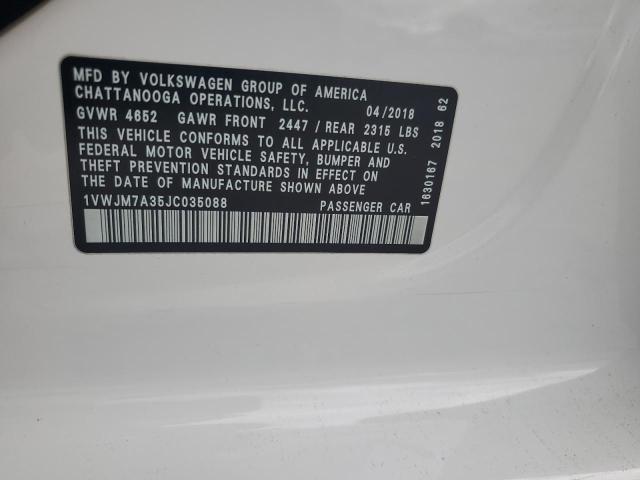 2018 VOLKSWAGEN PASSAT GT - 1VWJM7A35JC035088