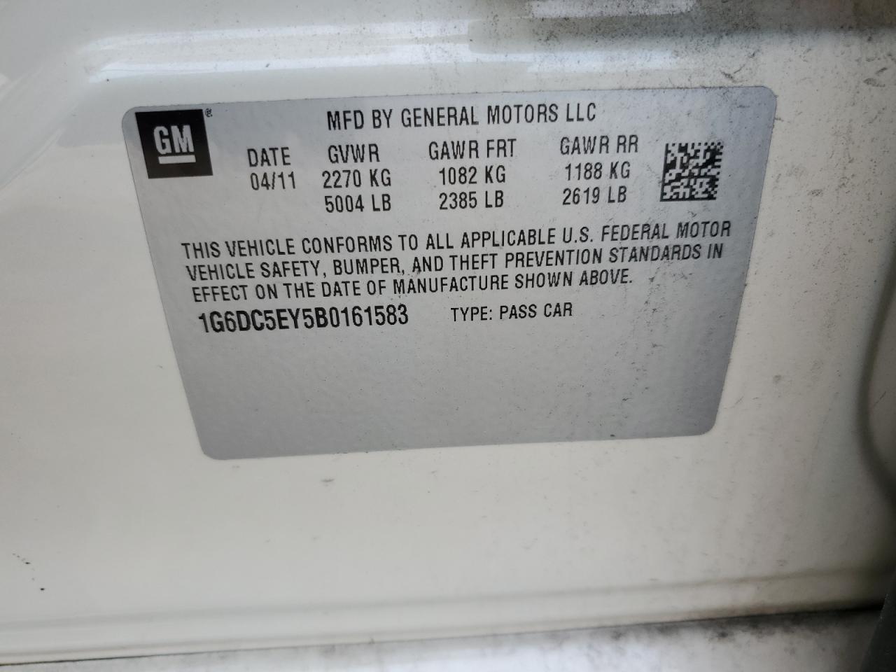 1G6DC5EY5B0161583 2011 Cadillac Cts