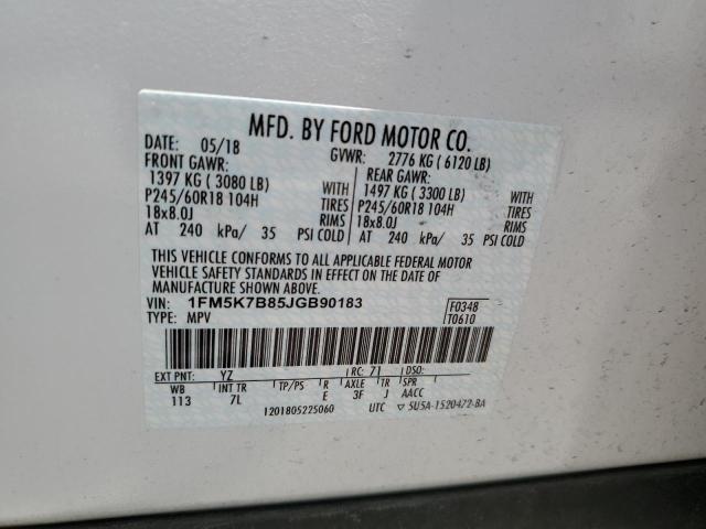 1FM5K7B85JGB90183 Ford EXPLORER