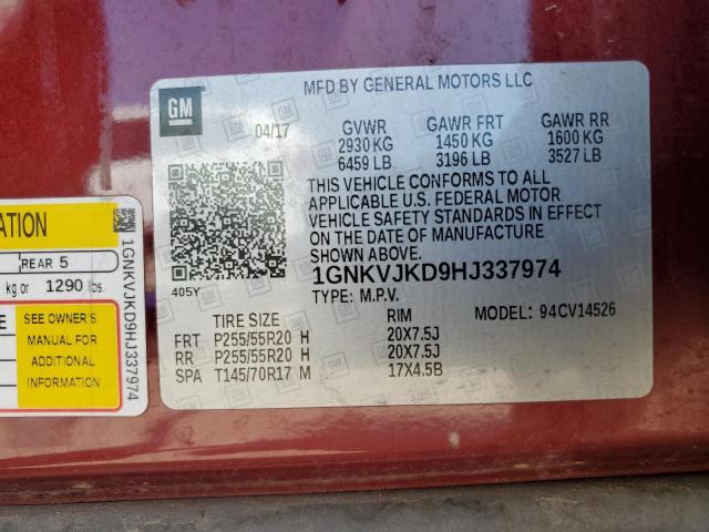 1GNKVJKD9HJ337974 Chevrolet Traverse Premier