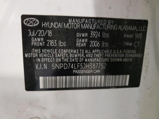 2018 HYUNDAI ELANTRA SE - 5NPD74LF5JH387752