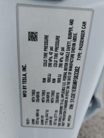 5YJ3E1EB5MF083382 Tesla MODEL 3