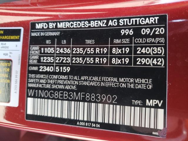 W1N0G8EB3MF883902 Mercedes-Benz Glc 300 4matic