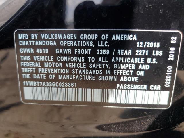 2016 Volkswagen Passat Se 1.8L(VIN: 1VWBT7A33GC023361