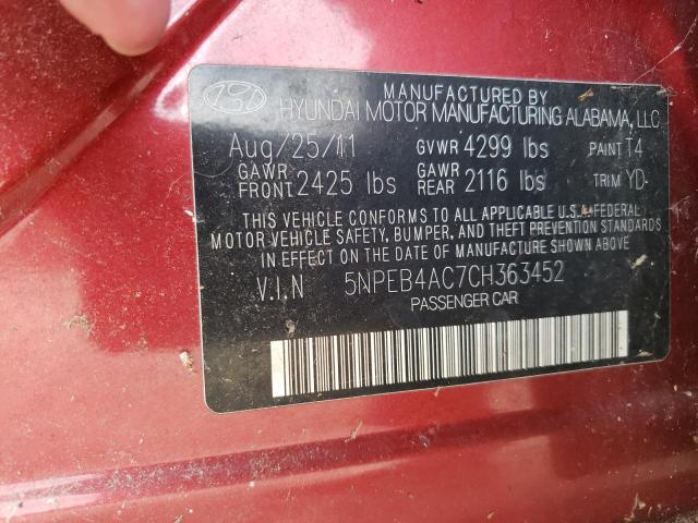 Lot #2438150272 2012 HYUNDAI SONATA GLS salvage car