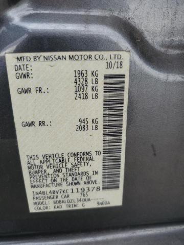 1N4BL4BV7KC119378 Nissan ALTIMA S