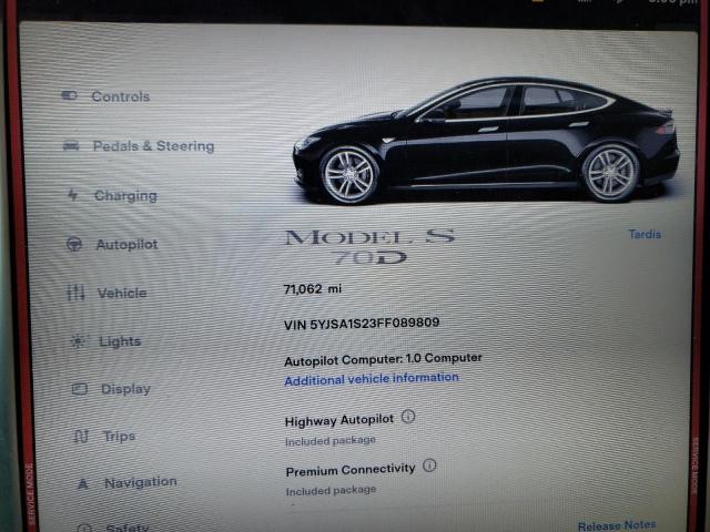 2015 TESLA MODEL S 70 5YJSA1S23FF089809