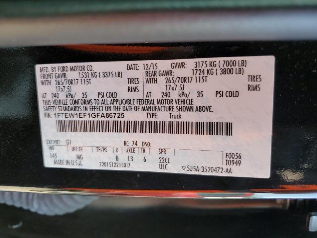 1FTEW1EF1GFA86725 Ford F150 Supercrew