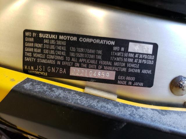 2001 SUZUKI GFXR 600 JS1GN7BA222104859