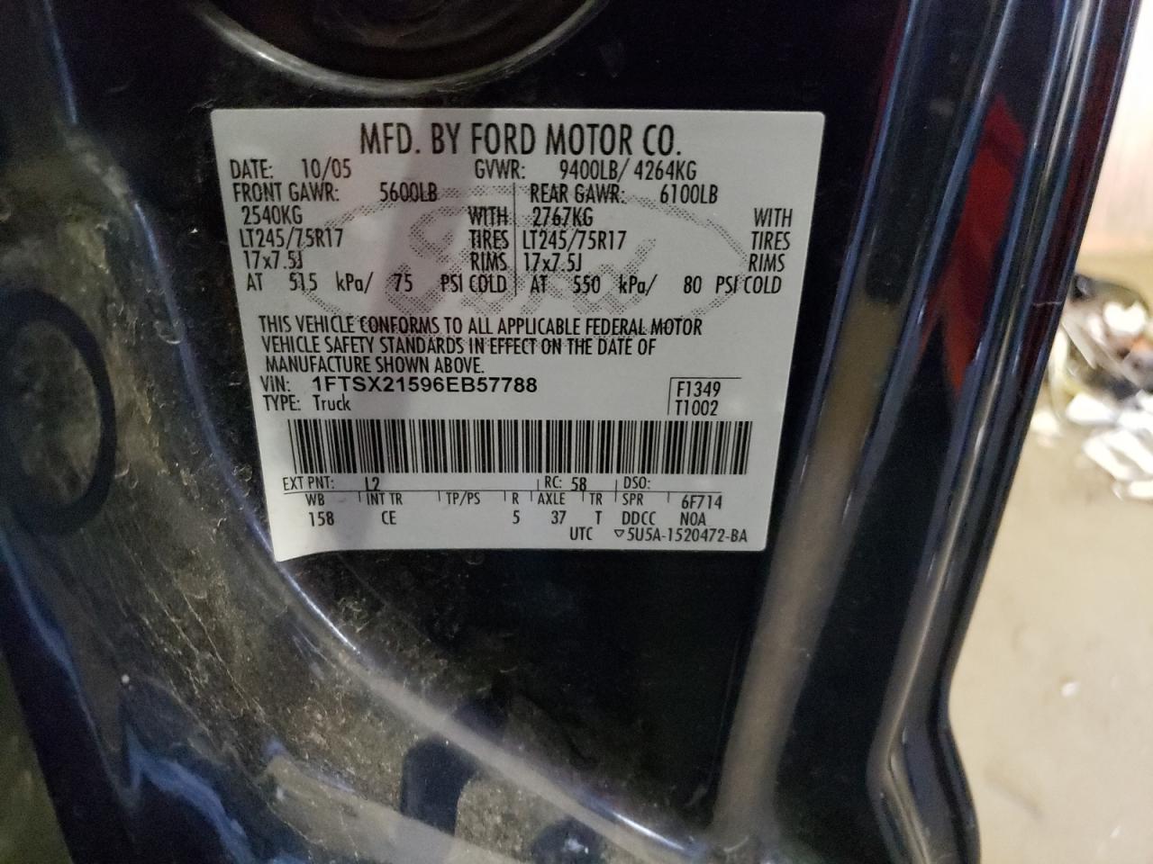 1FTSX21596EB57788 2006 Ford F250 Super Duty 1FTSX21596EB57788 2006 Ford F250 Super Duty