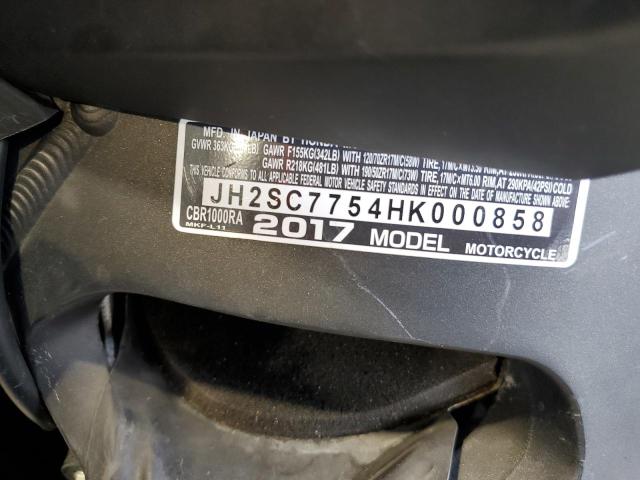 2017 HONDA CBR1000 RA JH2SC7754HK000858
