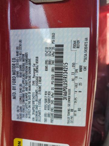 3FA6P0LU5FR134215 Ford Fusion Se Hybrid