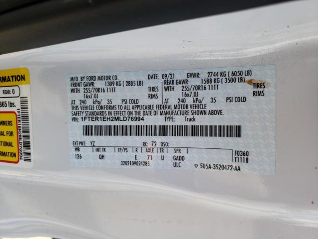1FTER1EH2MLD76994 Ford RANGER XL