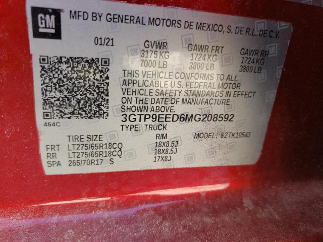 3GTP9EED6MG208592 | 2021 GMC SIERRA K15