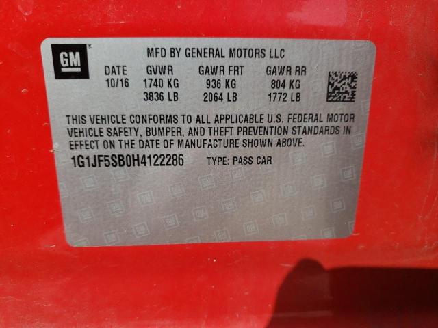 2017 CHEVROLET SONIC PREM - 1G1JF5SB0H4122286