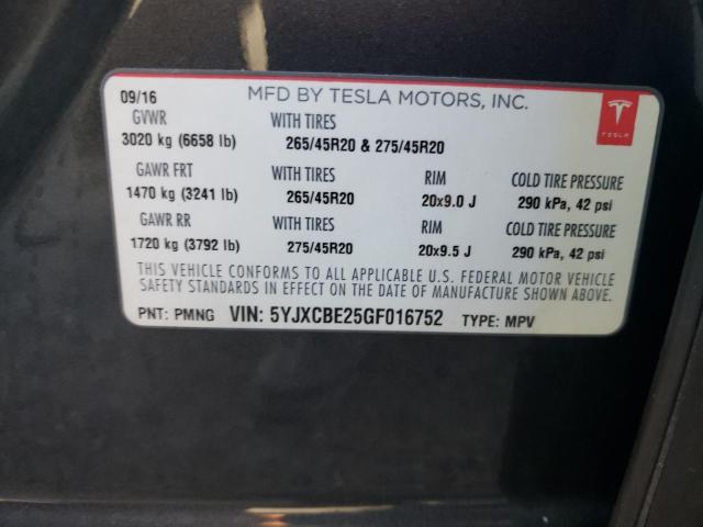 5YJXCBE25GF016752 Tesla MODEL X