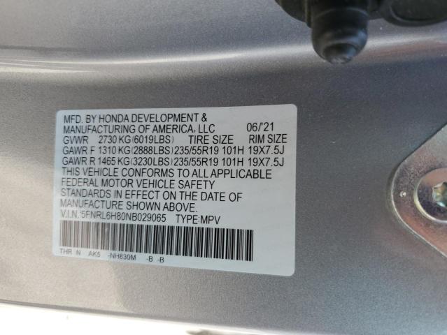 5FNRL6H80NB029065 2022 HONDA ODYSSEY, photo no. 12